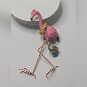 Pink Flamingo Figurine with Basket And Dangle Legs - Repair Needed ~Read Details
